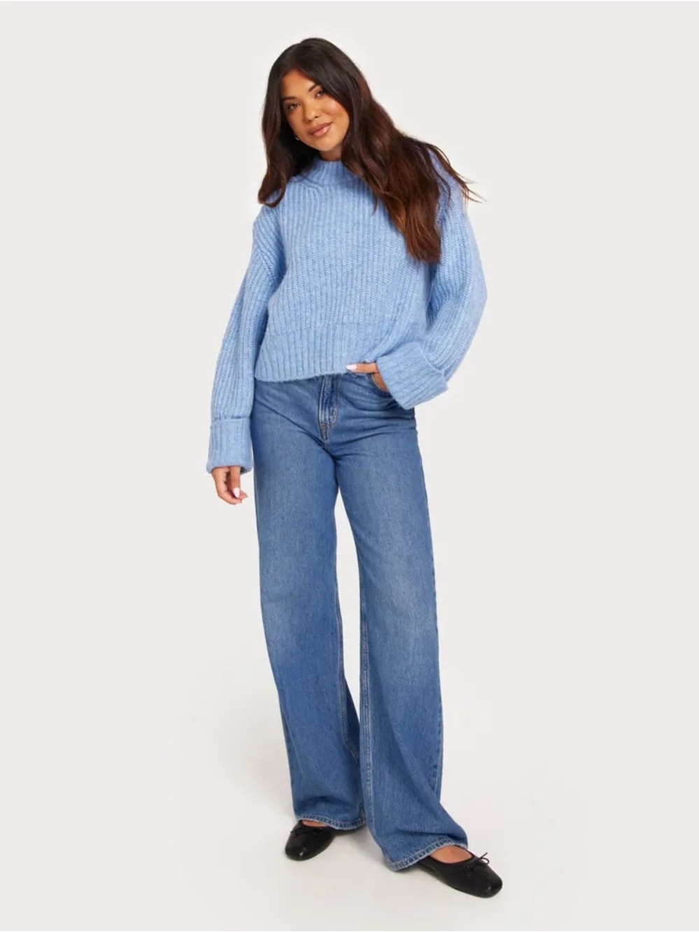 ginatricot Cozy Sky Blue Crewneck Sweater - Women